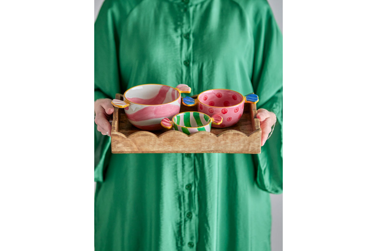 Pelang Bowl Set – Hand-Painted Stoneware in Bright Colors (Set of 3)