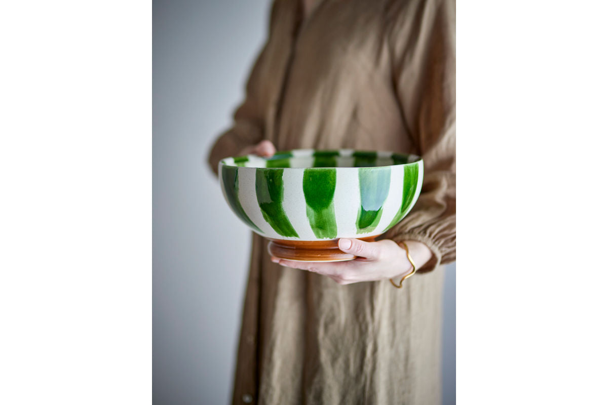 Bowl Amara – hand-painted stoneware with striped pattern
