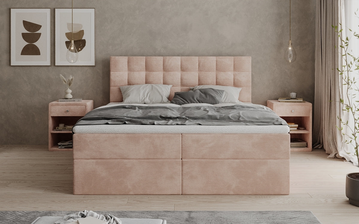 Boxspringbett Como an Cord mat Stauraum