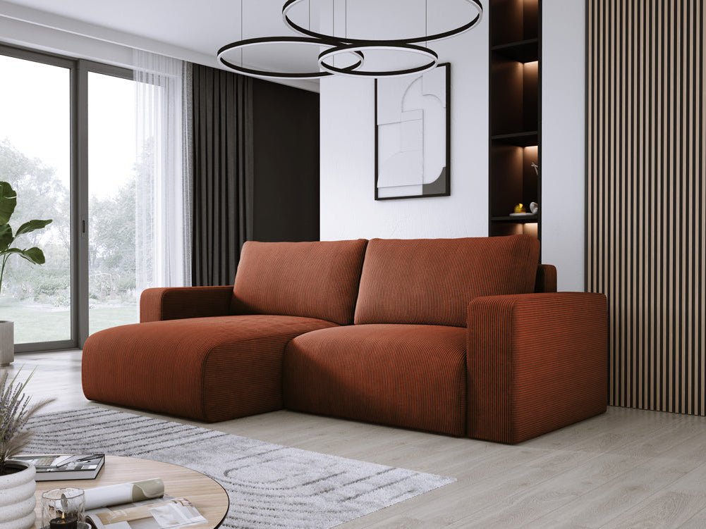 Designer Sofa Carl Cord mat Schlof- a Klapfunktioun