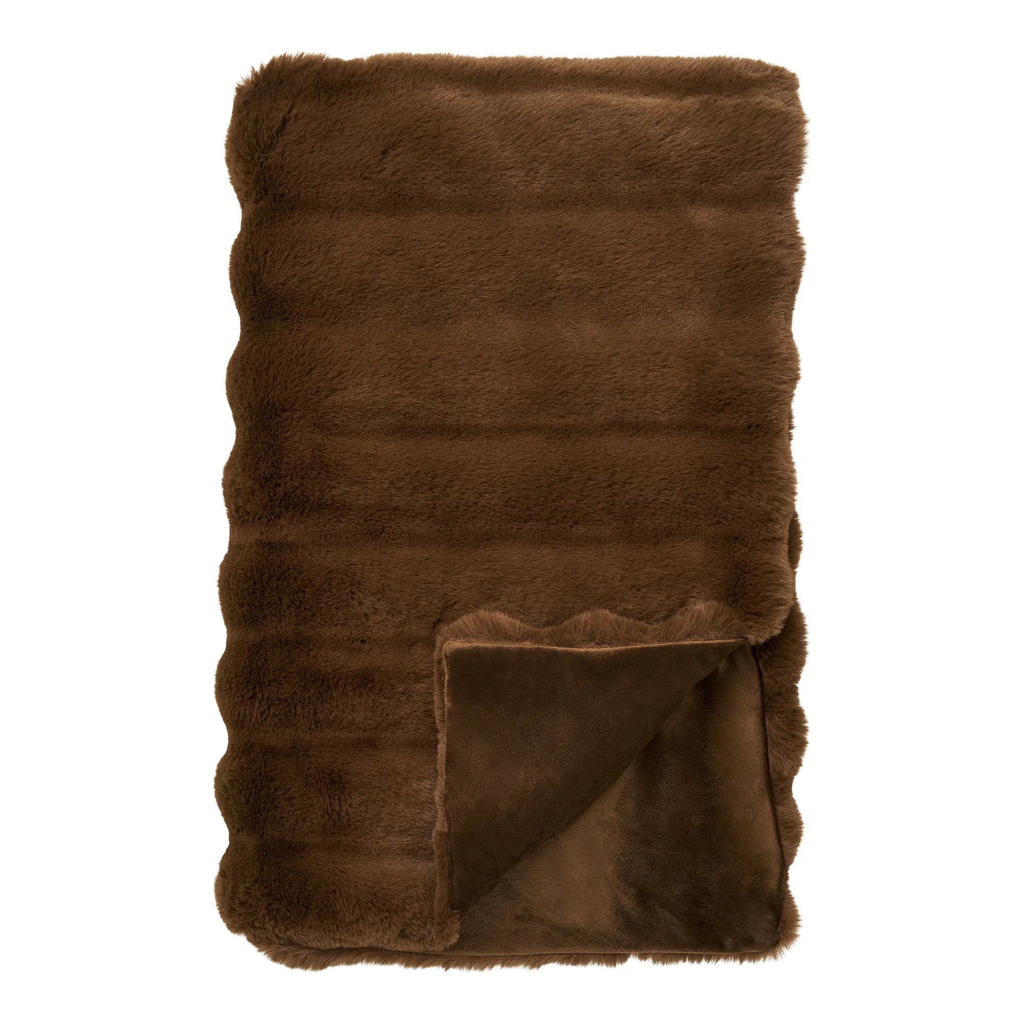 Flausch - Couverture de jour Tao en fourrure synthétique marron 130x180 cm