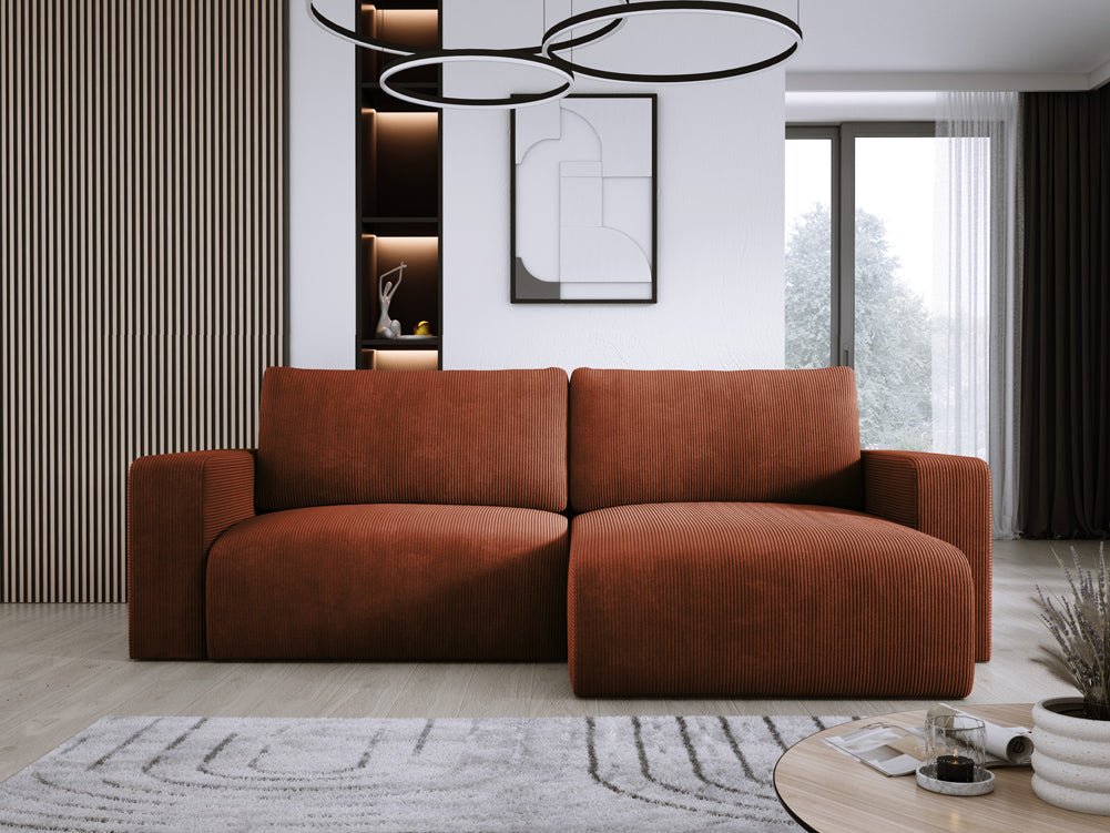 Designer Sofa Carl Cord mat Schlof- a Klapfunktioun
