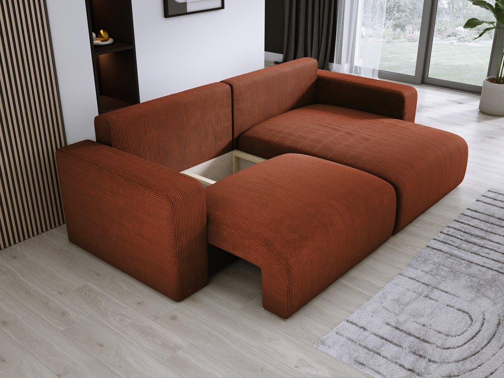Designer Sofa Carl Cord mat Schlof- a Klapfunktioun