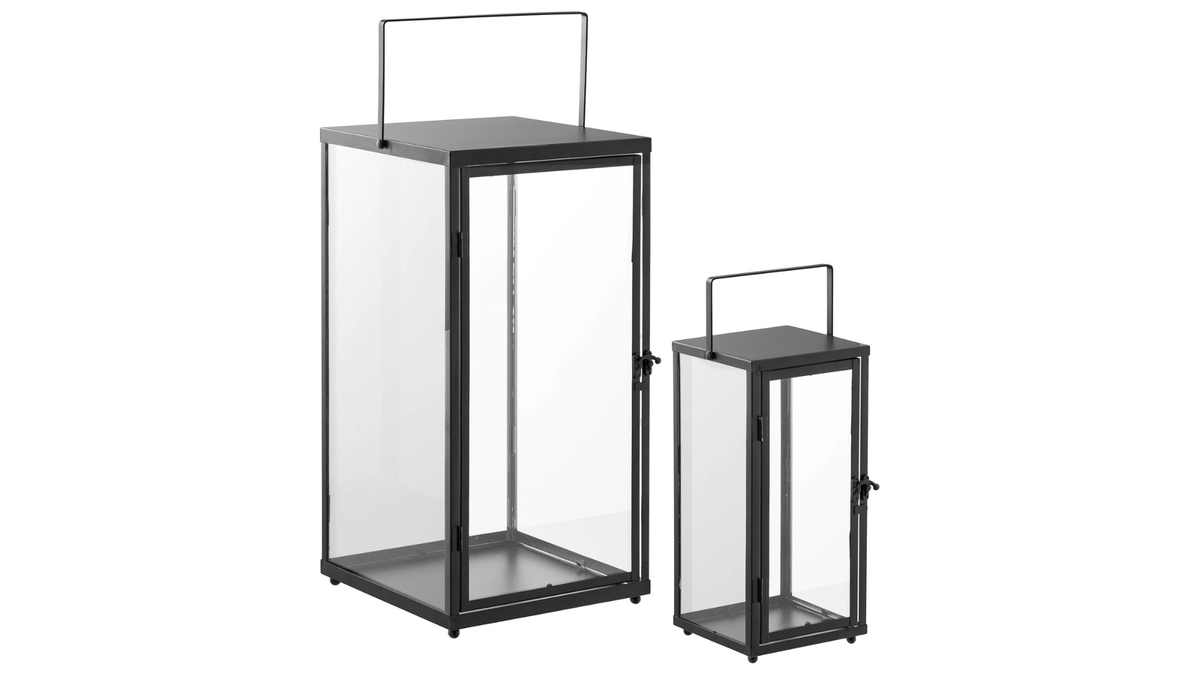 2er Set Laternen Felli - mat schwaarzem Metallkader