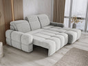 Designer-Ecksofa Arosa mat elektrescher Schloffunktioun am Bouclé