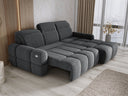 Designer-Ecksofa Arosa mat elektrescher Schloffunktioun am Bouclé