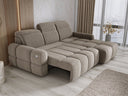 Designer-Ecksofa Arosa mat elektrescher Schloffunktioun am Bouclé