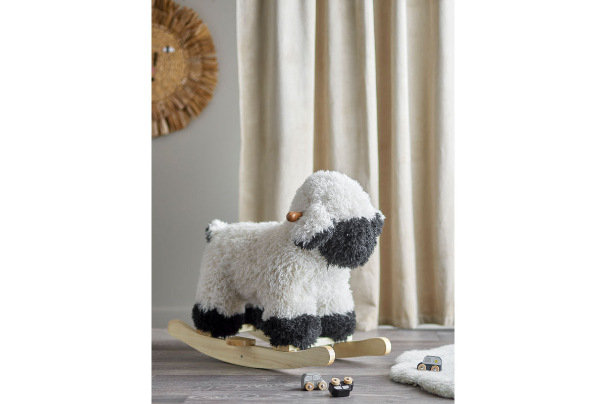 Jouet à bascule Molly – doux mouton à bascule en bois et tissu pour enfants