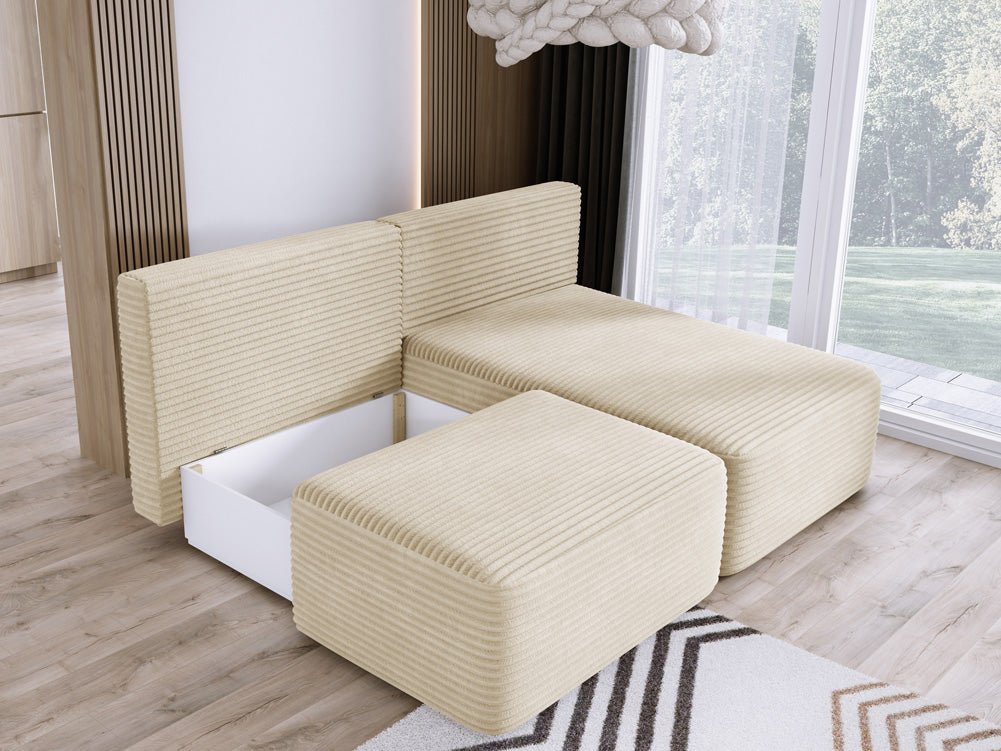 Designer Sofa Tilia Corduroy with Sleeping Function and Storage Space