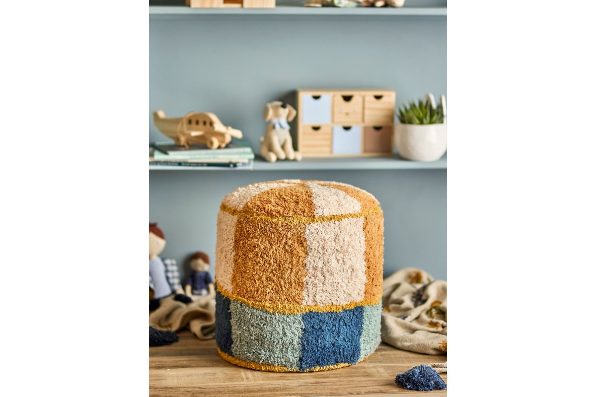 Tabouret d'appoint pour enfants Kian – pouf d'assise doux en coton aux couleurs vives