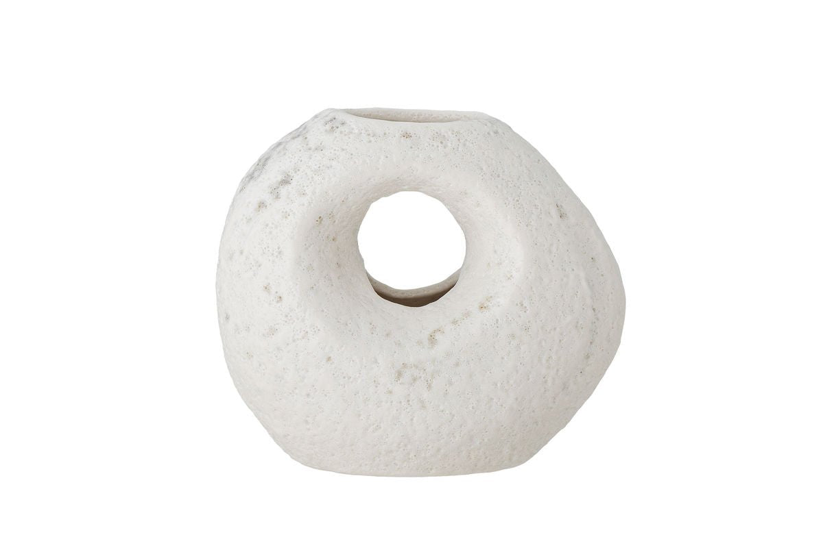 Vase Zola - White, made of stoneware, round