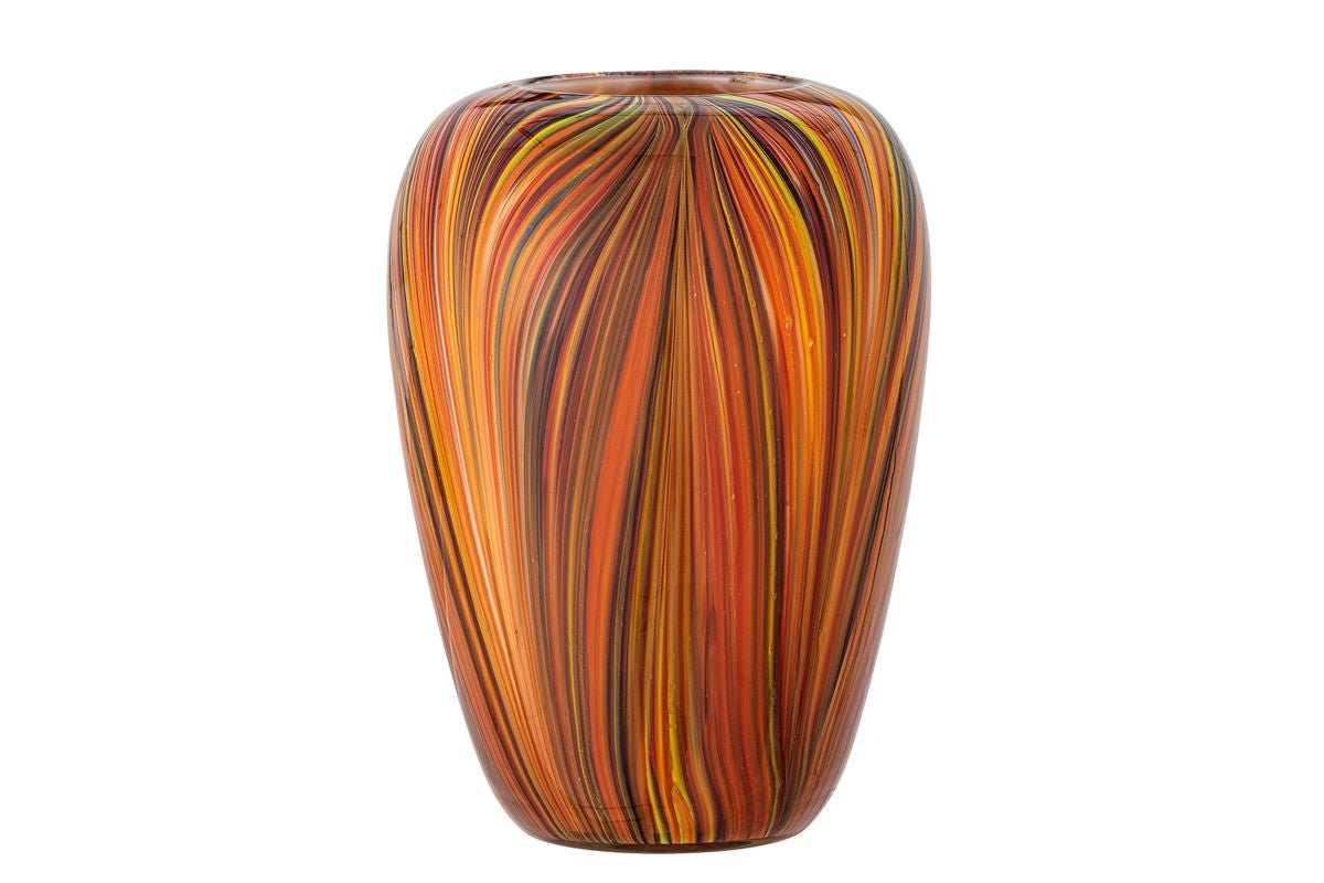Vase « Orange Sun » – Design rayé en verre