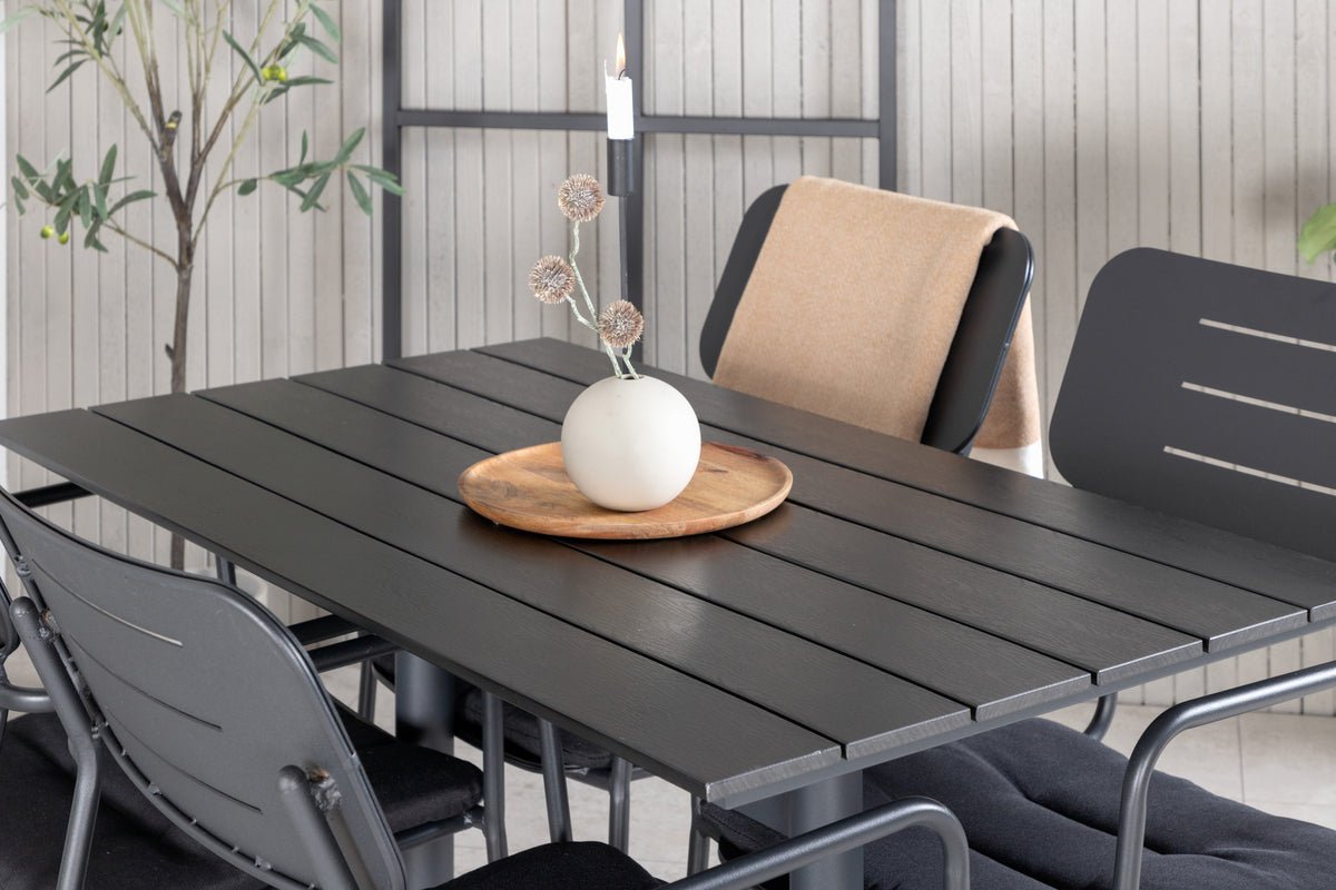 Table à manger de jardin Salento - 120x90 cm en Noir avec un plateau de table en Aintwood