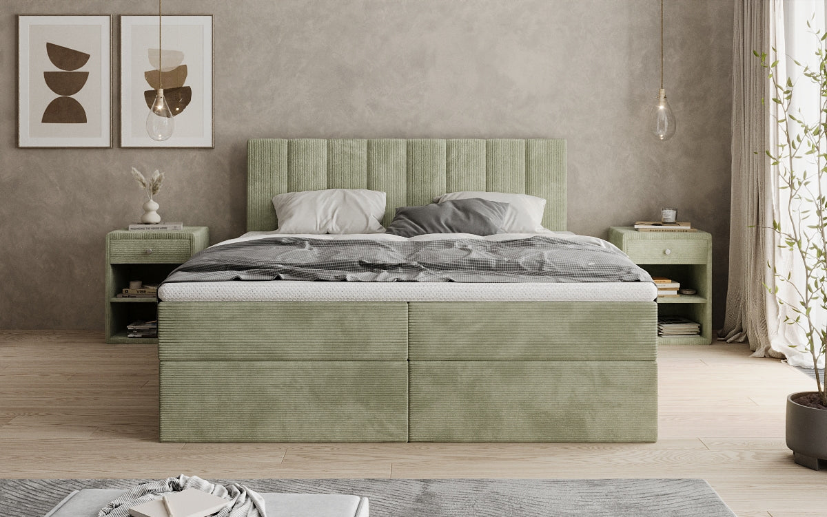 Sofia box spring bed in Corduroy with storage