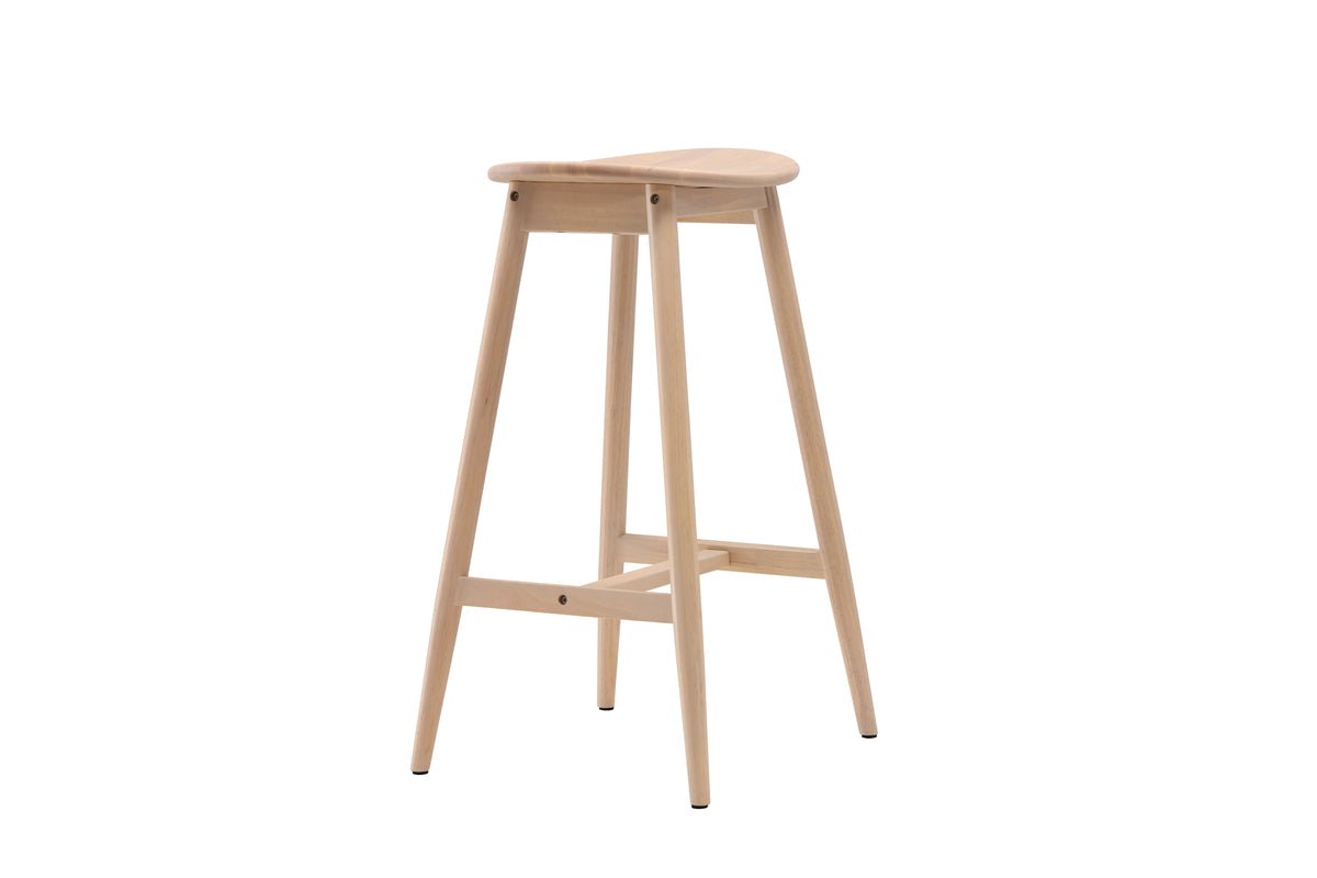 Tabouret de bar Omni - en bois d'hévéa à l'aspect naturel