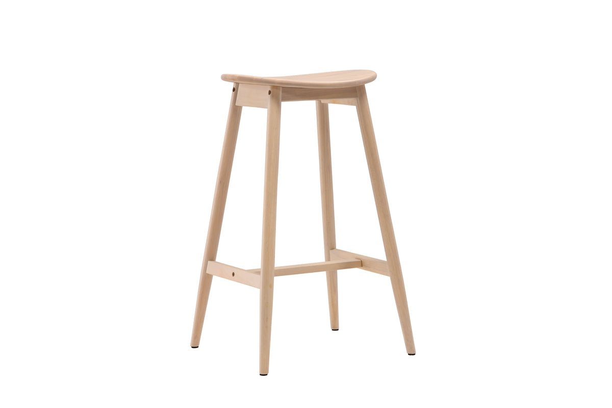 Tabouret de bar Omni - en bois d'hévéa à l'aspect naturel