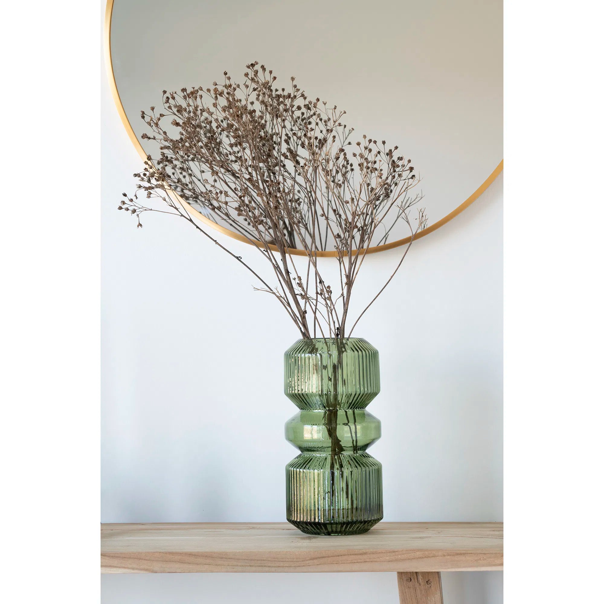Vase „Verdania“ aus geriffeltem grénge Glas