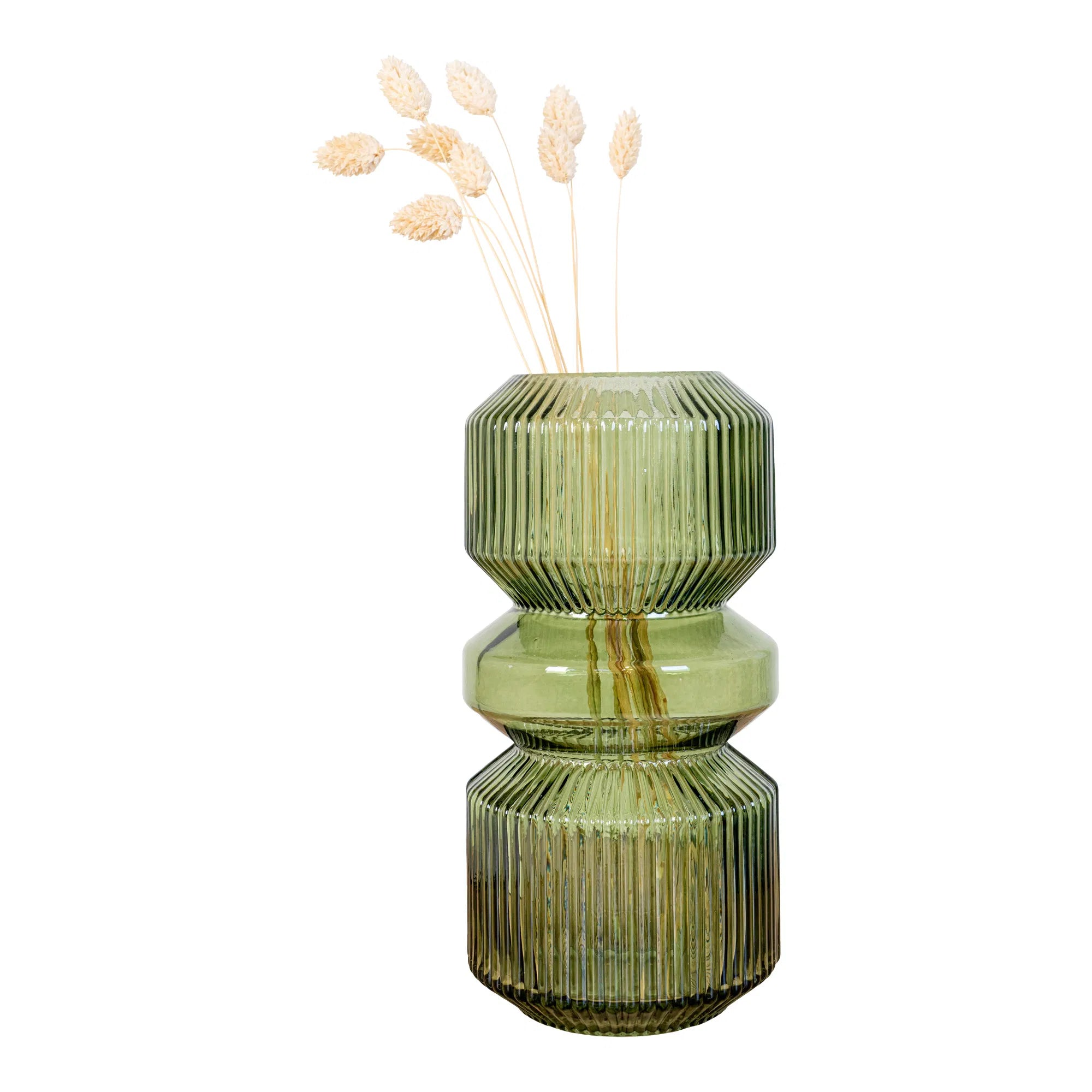 Vase „Verdania“ aus geriffeltem grénge Glas