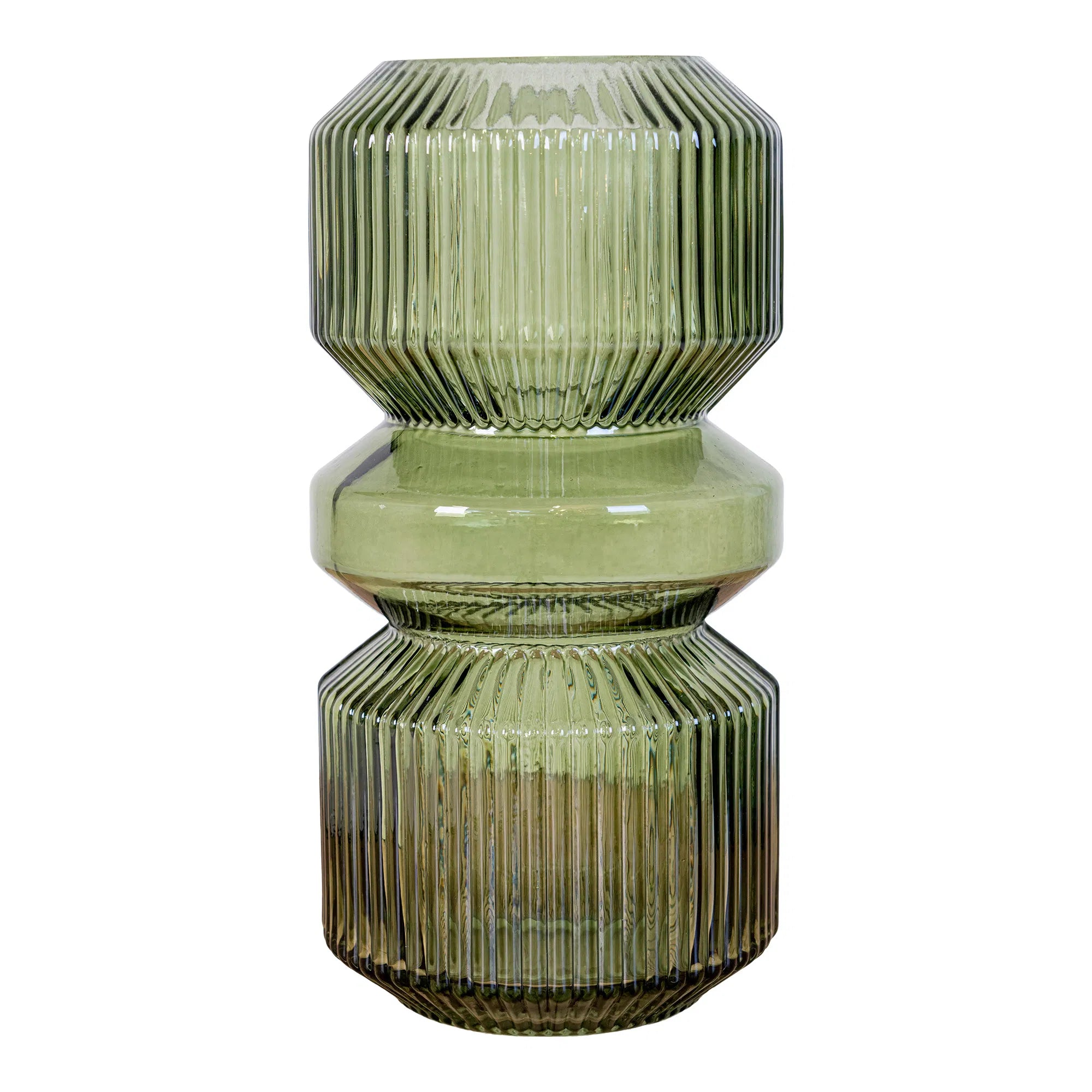 Vase „Verdania“ aus geriffeltem grénge Glas