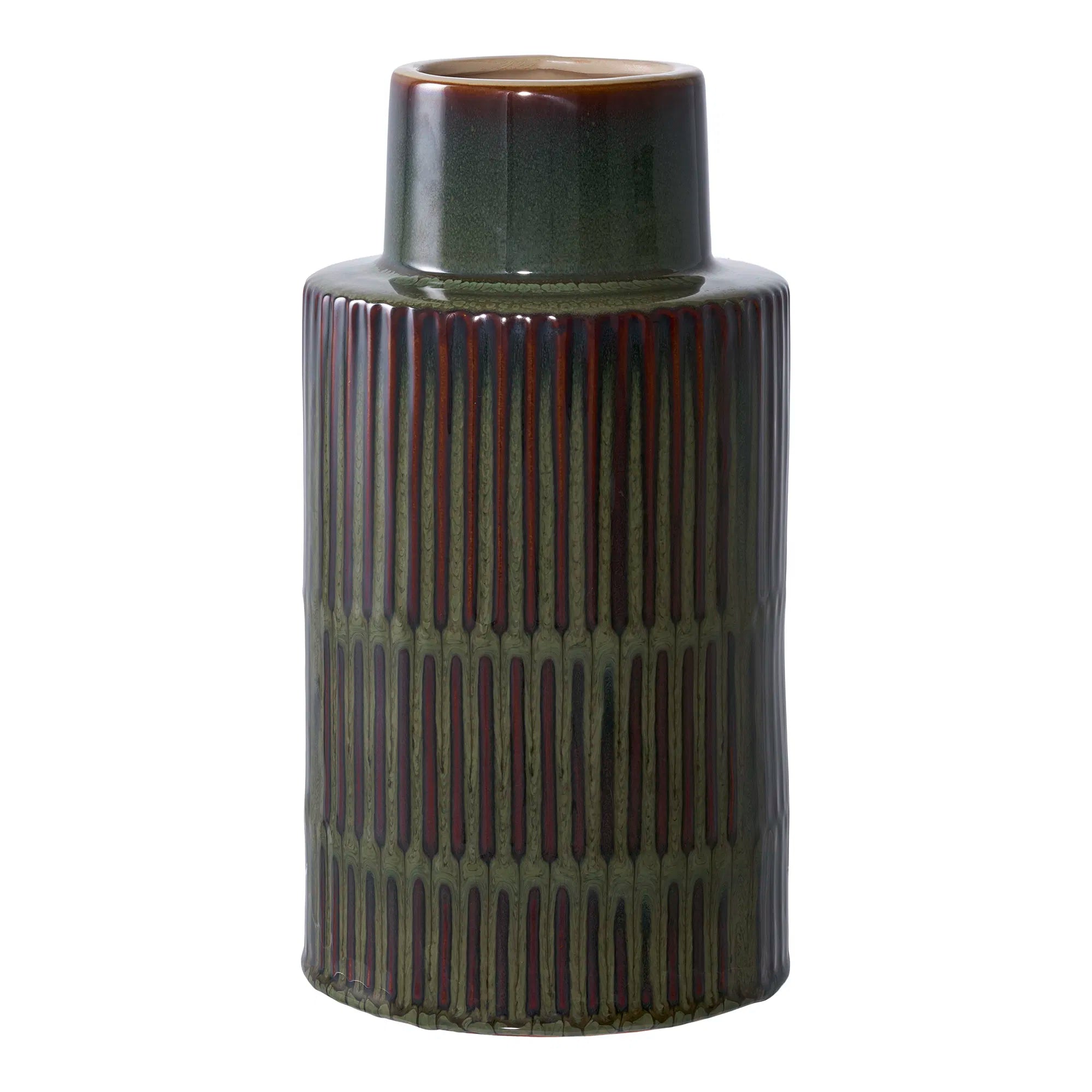 Vase « Mirella » – Céramique en vert-brun, 30 cm