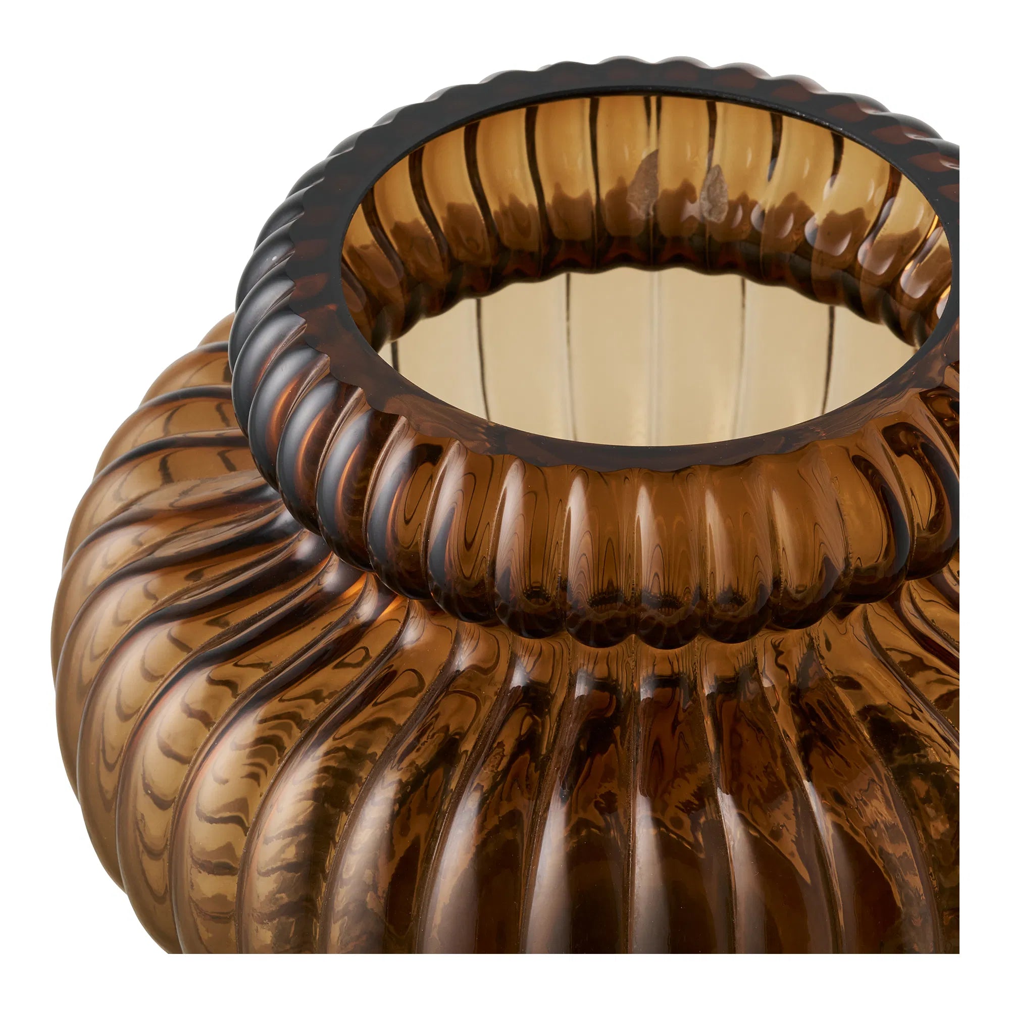 Vase „Clara“ – gerillte Glas a geréischtert brong