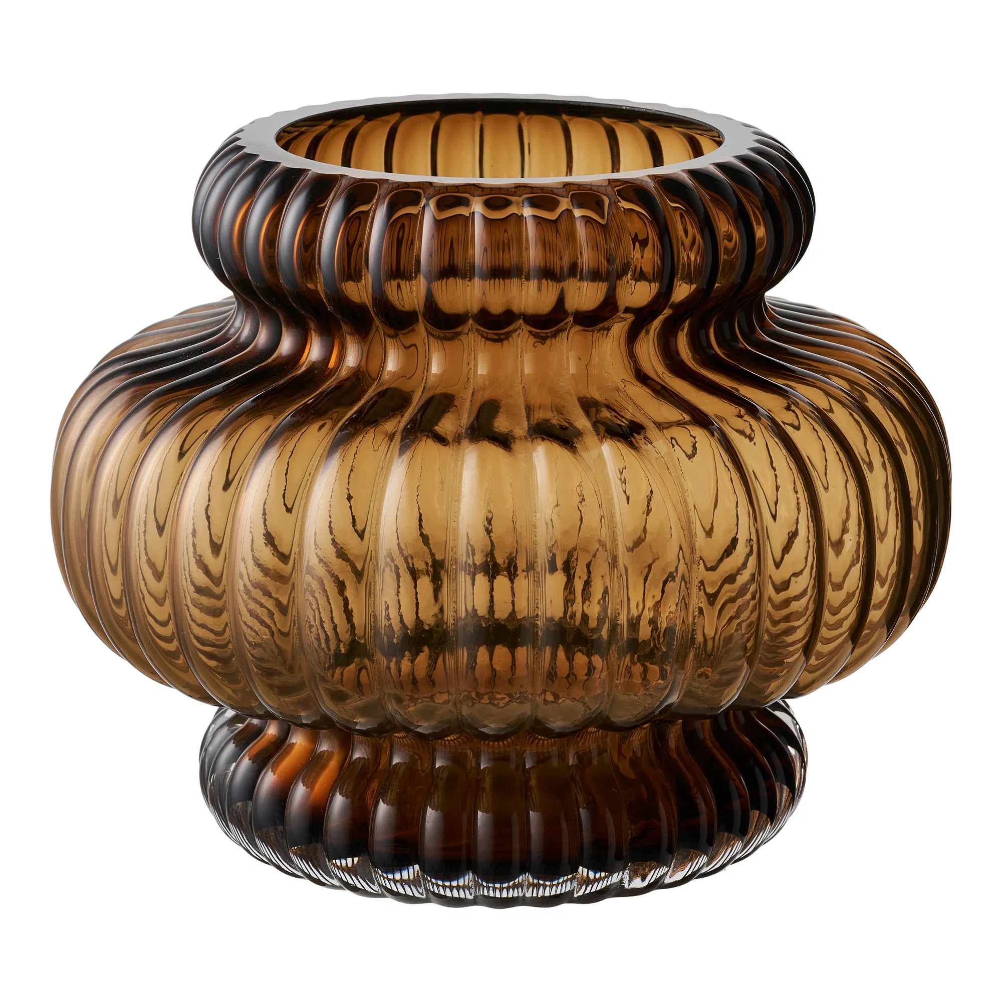 Vase „Clara“ – gerillte Glas a geréischtert brong