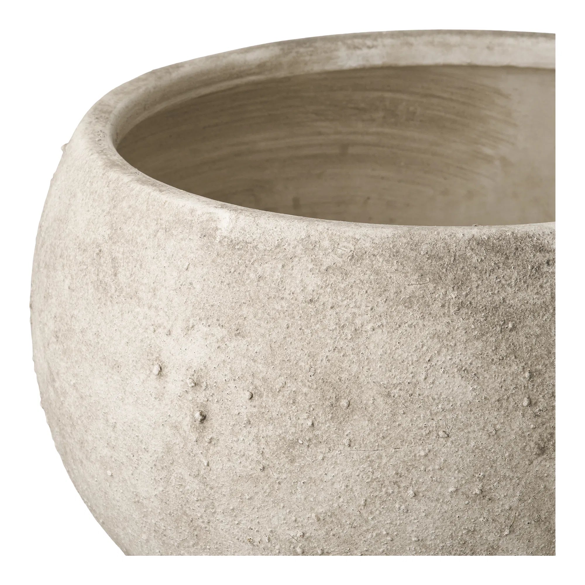 Pot de fleurs « Silvano » – design en céramique grise en forme de bol rond