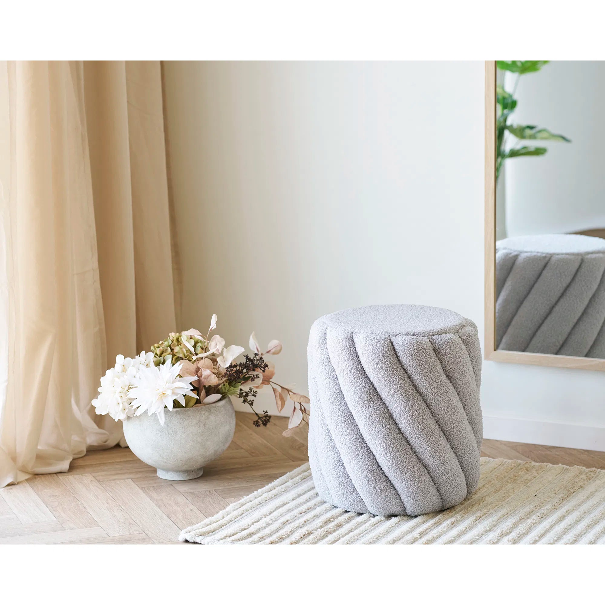 Pot de fleurs « Silvano » – design en céramique grise en forme de bol rond