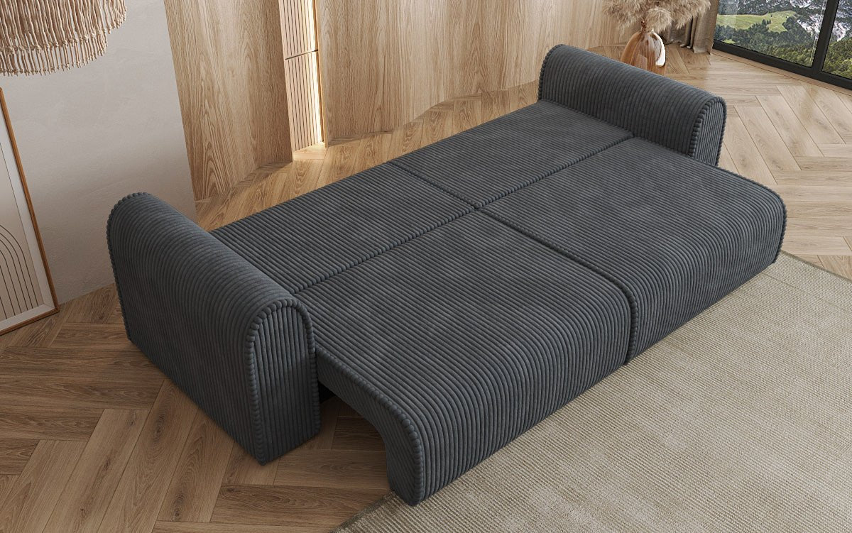 Canapé design Big Buddy 3 places avec fonction lit et rangement en velours côtelé large