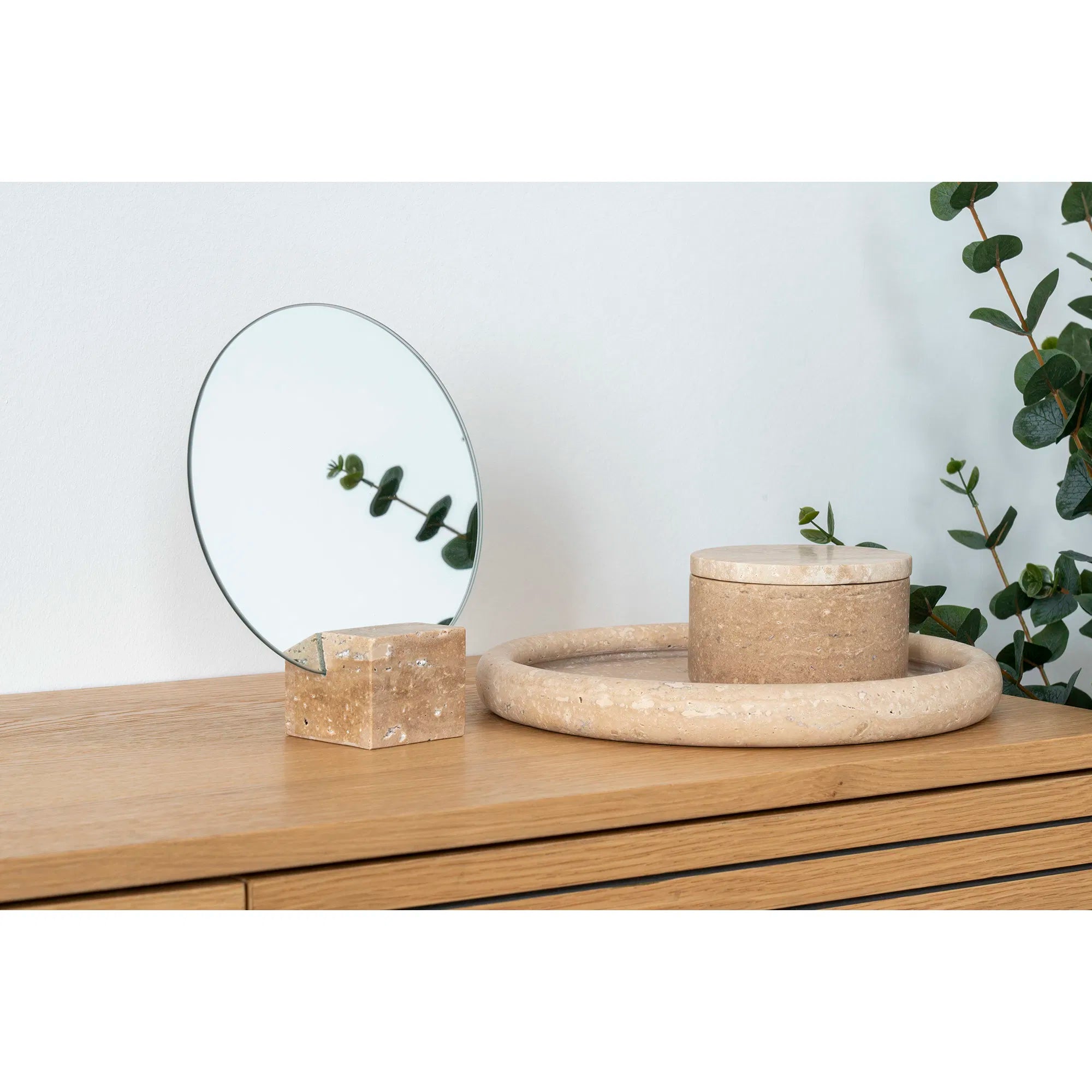 Plateau « Teranova » – Travertin, Beige (Ø 25,5 cm)