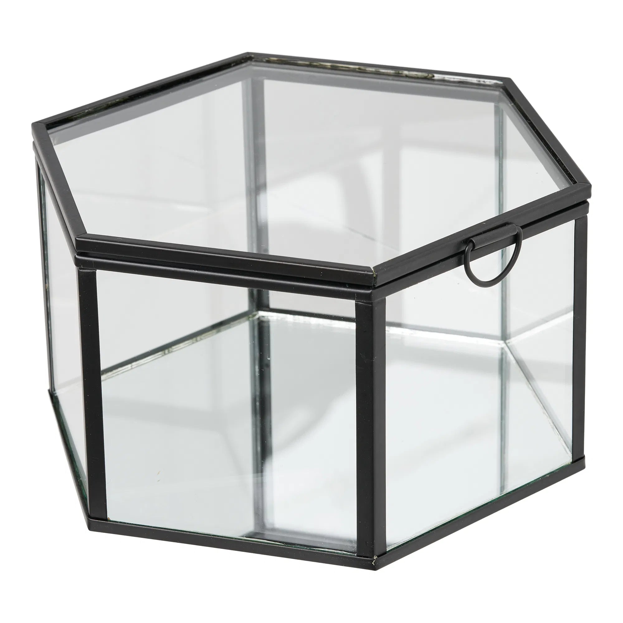 Boîte de rangement Varnelle - en verre avec cadre en métal (lot de 2)