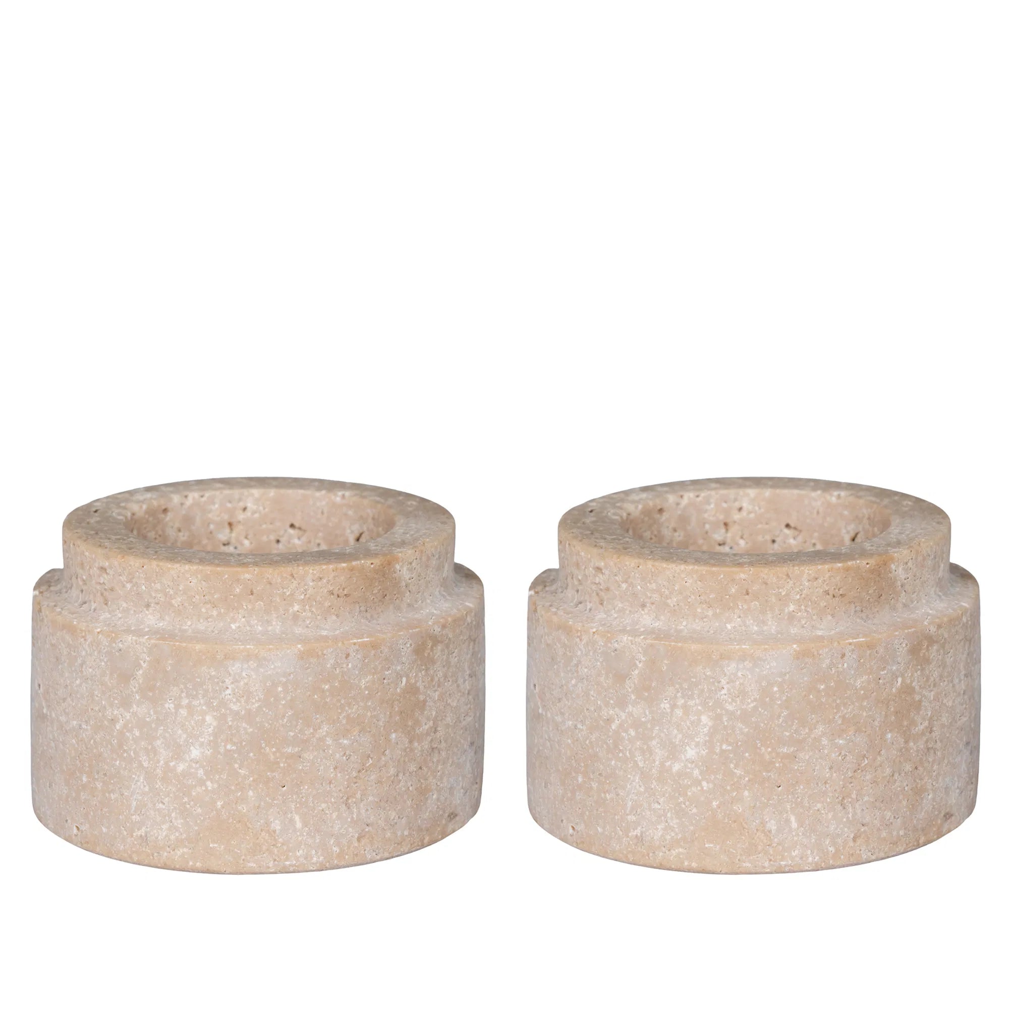 Candle Holder Set "Aurelio" – Travertine in Natural