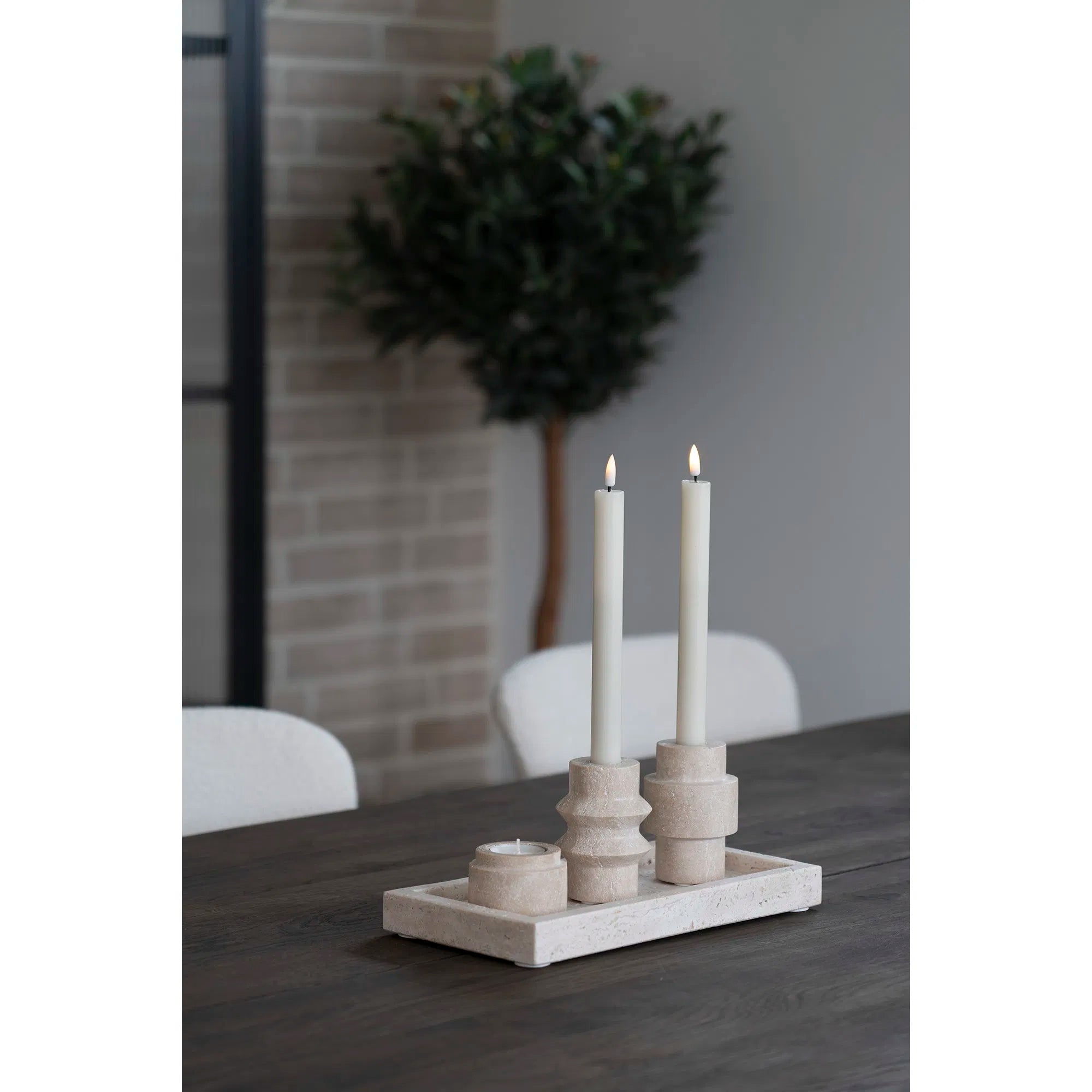Candle Holder Set "Aurelio" – Travertine in Natural