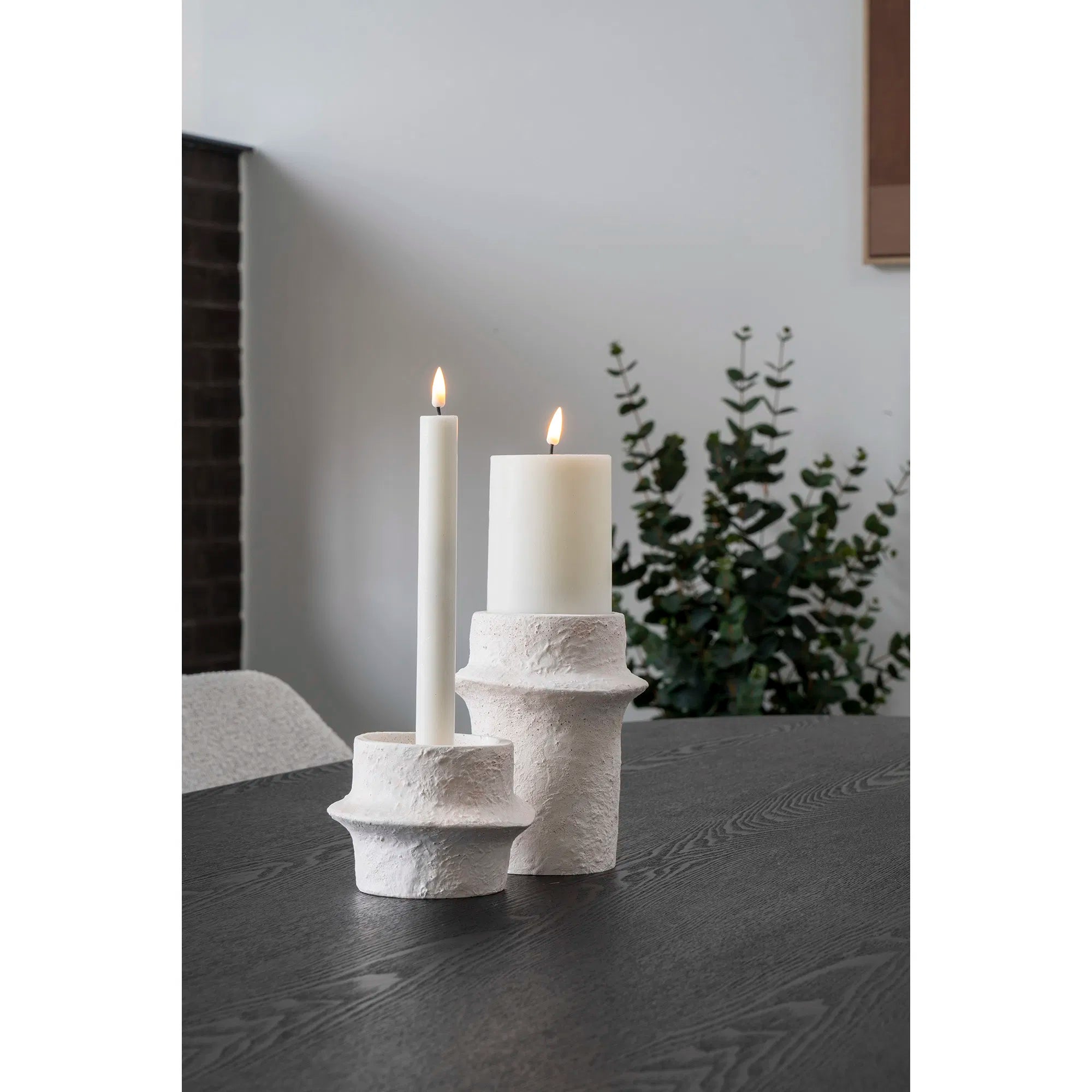 Candle holder set "Bianco Duo" – Cement in White