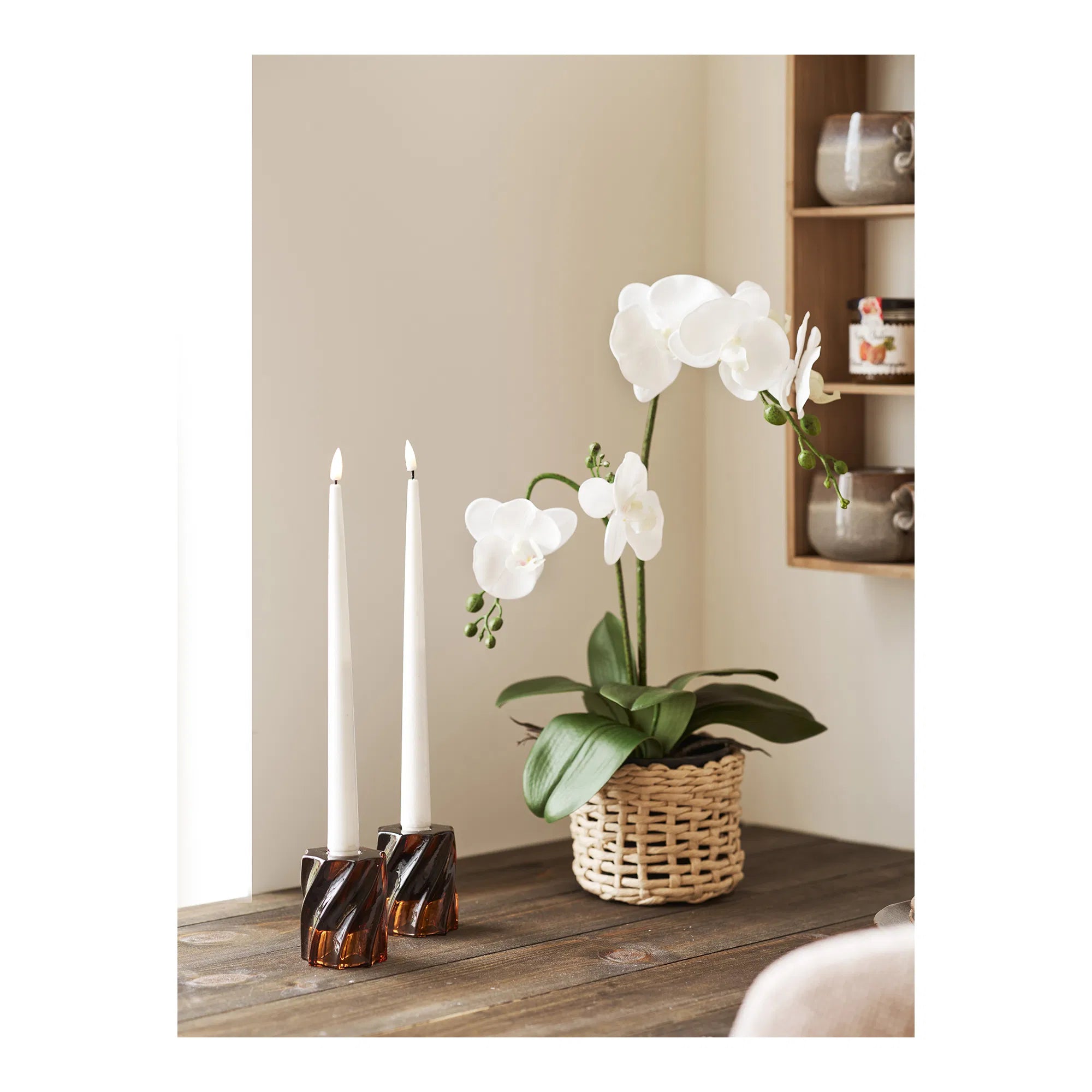 Candle holder set "Smokaro" – glass in smoke brown (set of 2)
