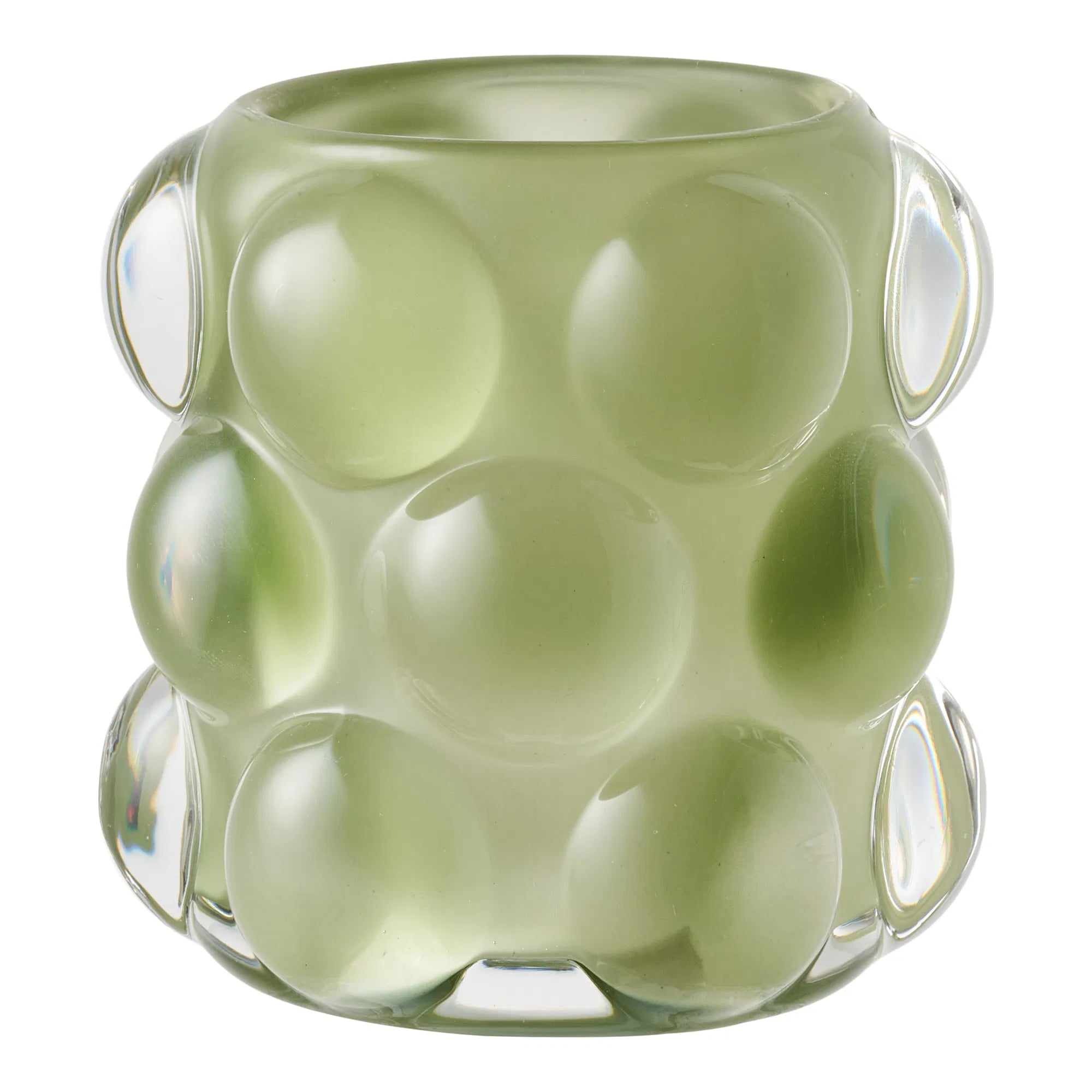 Candle holder set "Bolla Duo" – glass in Beige & Green (set of 2)