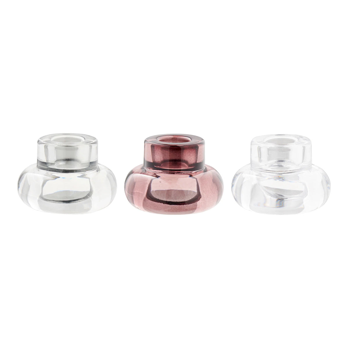3er Set Käerzestänner Glossy - an 3 Faarwen aus Glas