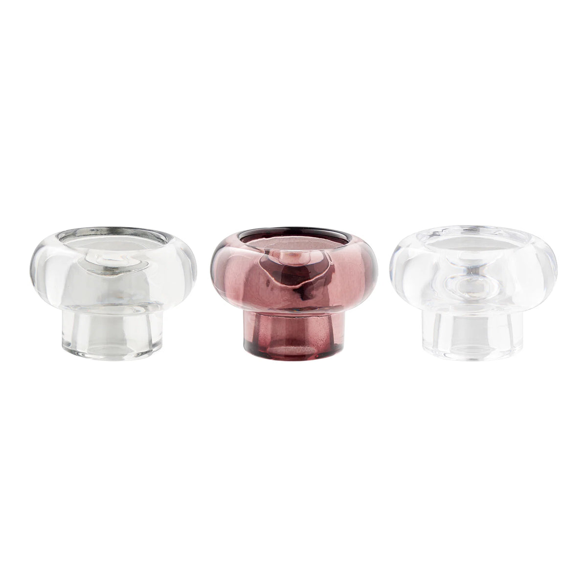 3er Set Käerzestänner Glossy - an 3 Faarwen aus Glas
