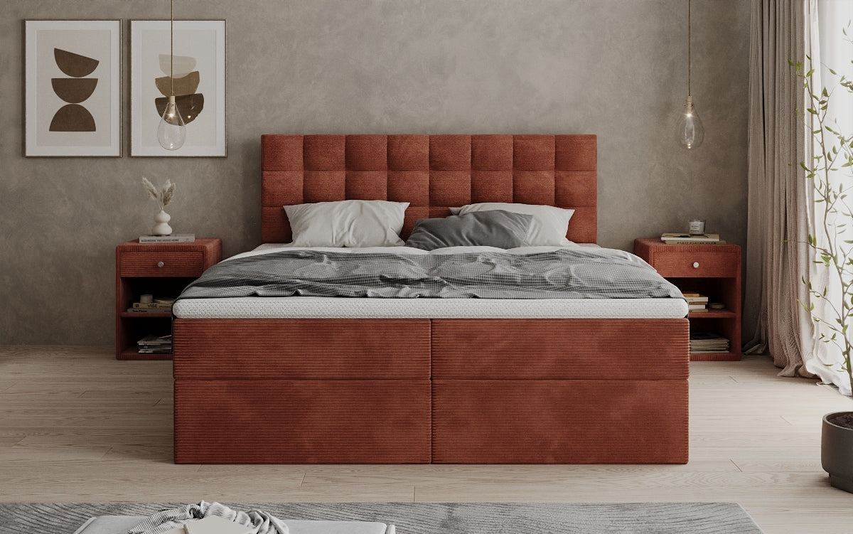 Boxspringbett Como an Cord mat Stauraum