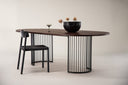 Table à manger Manolo - table à manger ovale avec plateau en Noir et noyer