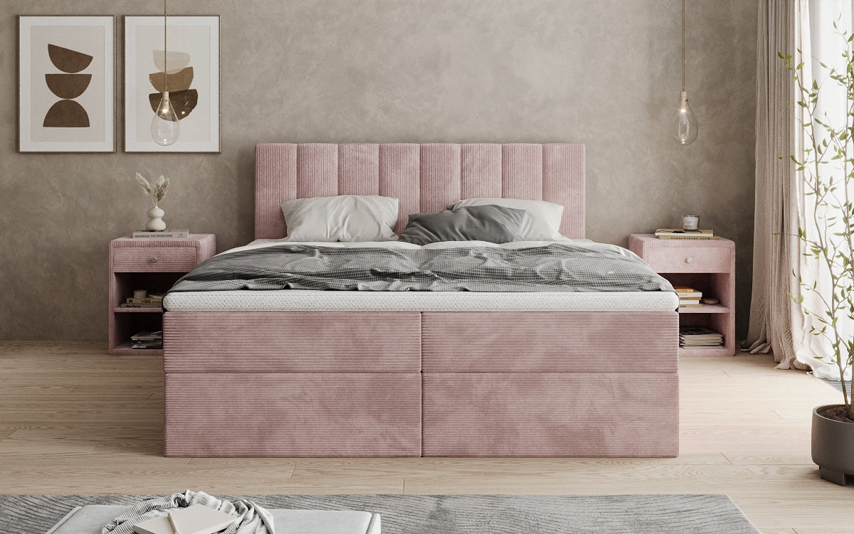 Sofia box spring bed in Corduroy with storage