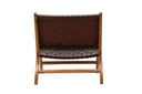 Fauteuil lounge design Tevari – Tressage en teck & aspect cuir marron