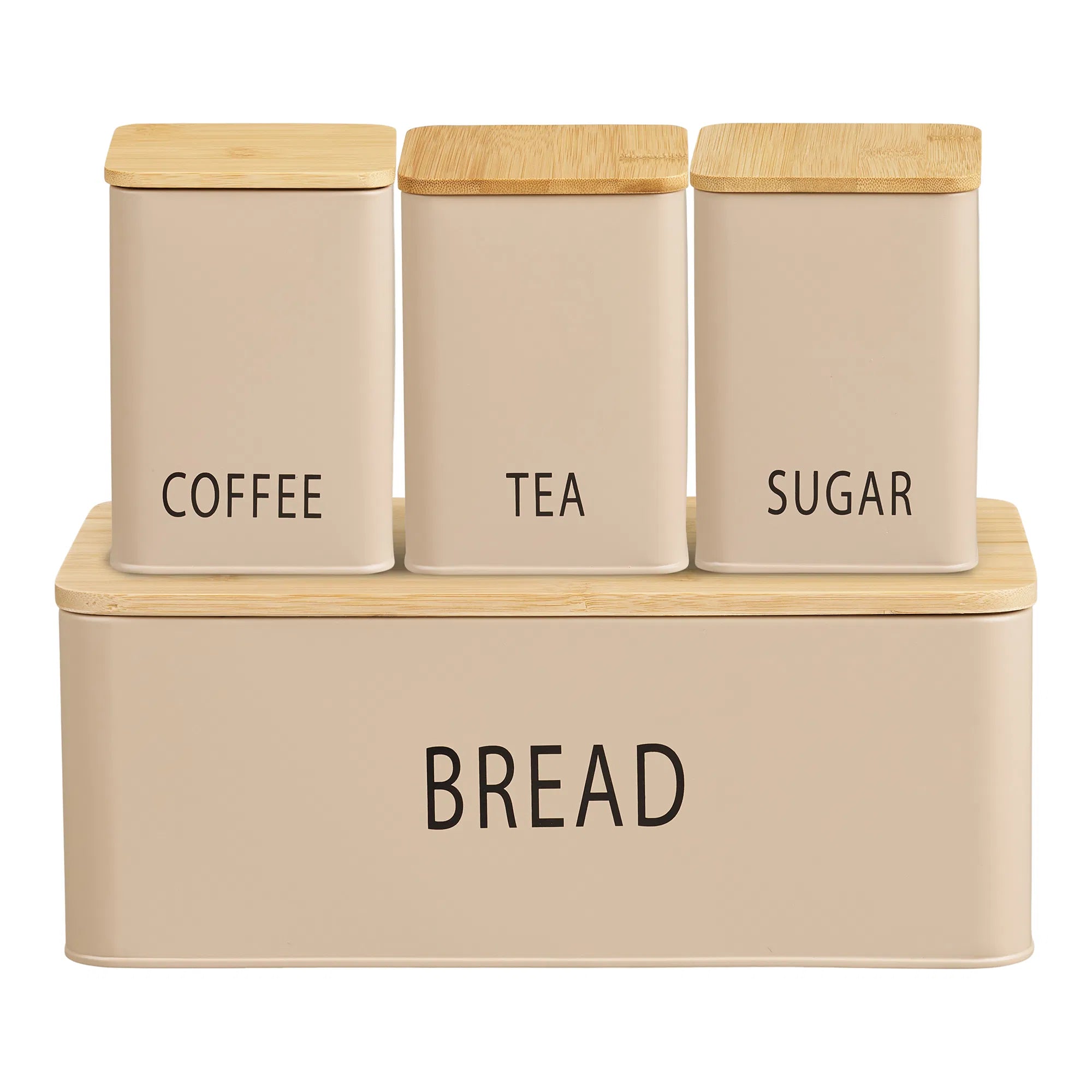 Boîte à pain Jorvella - en Métal avec couvercle en bambou (lot de 4)