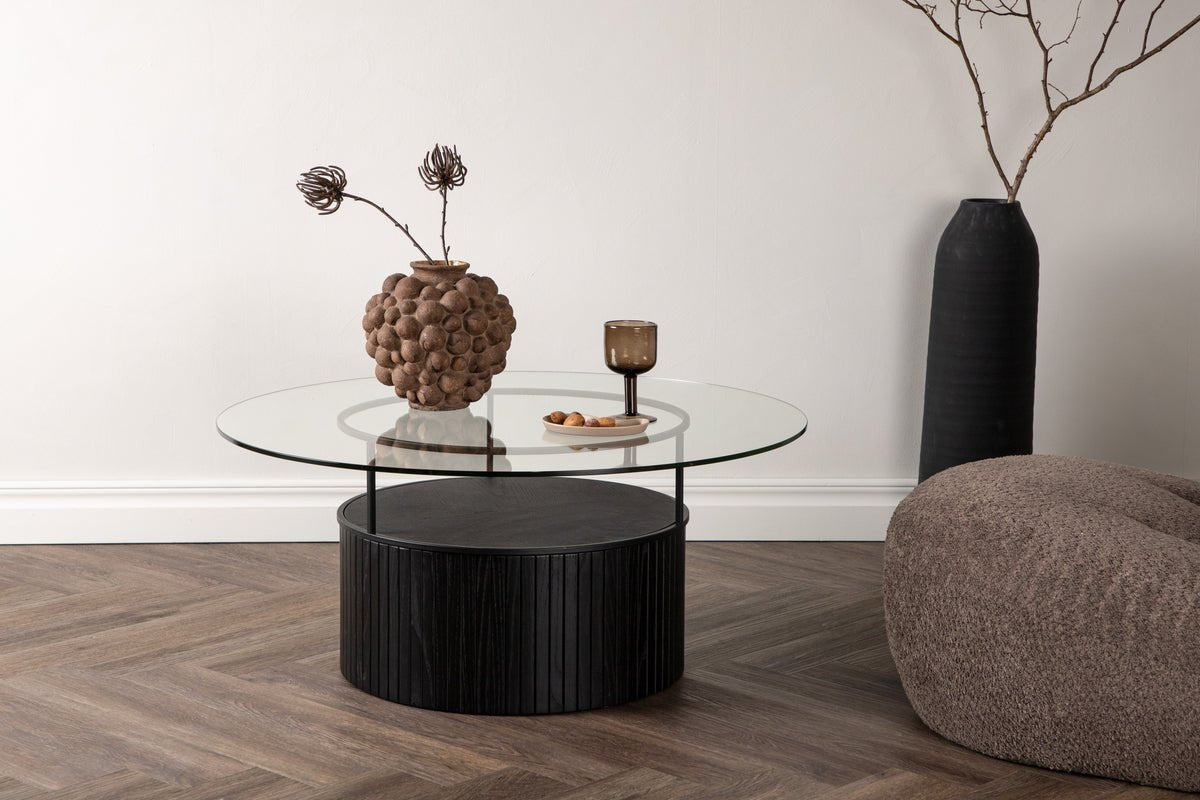 Table basse Marty - en Noir avec plateau en verre