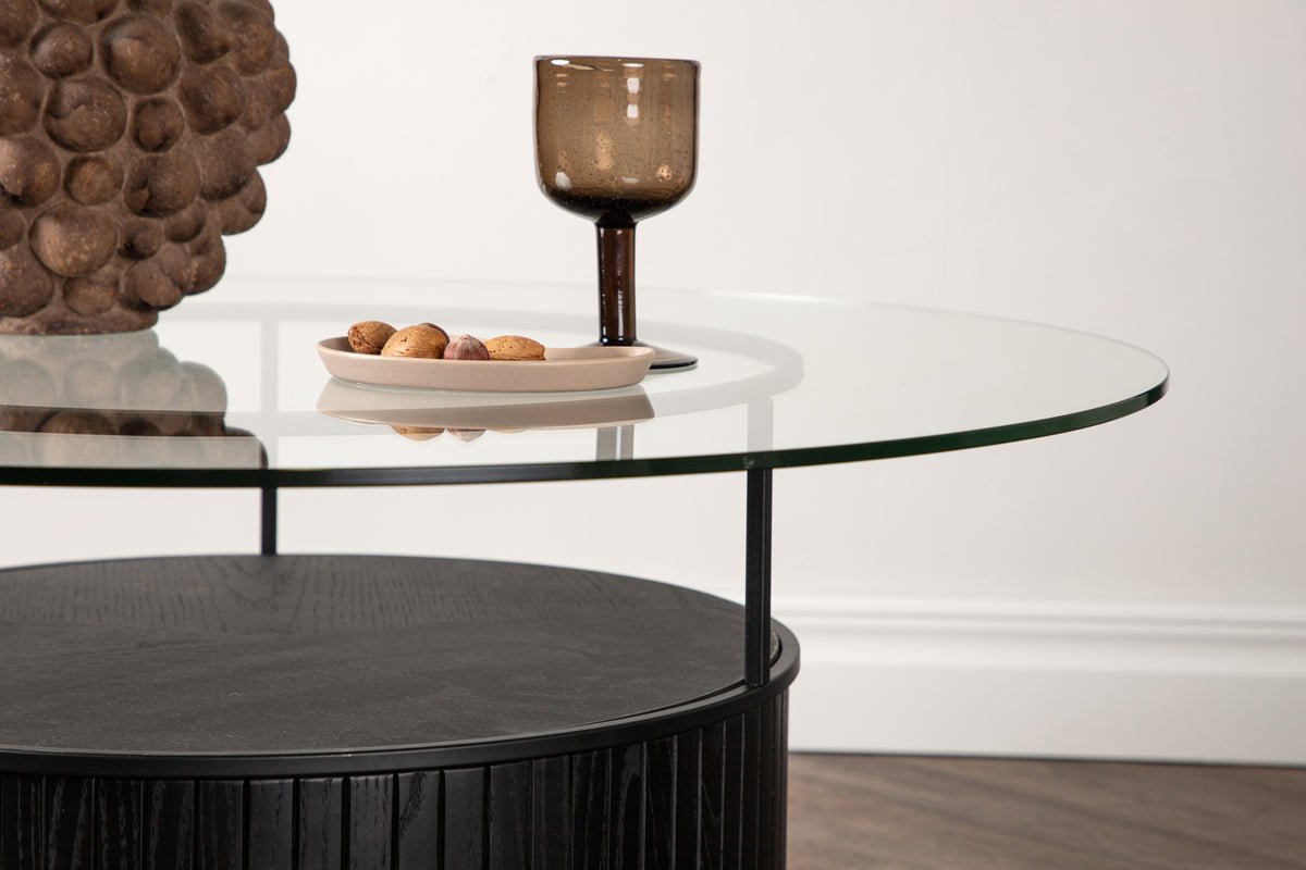 Table basse Marty - en Noir avec plateau en verre