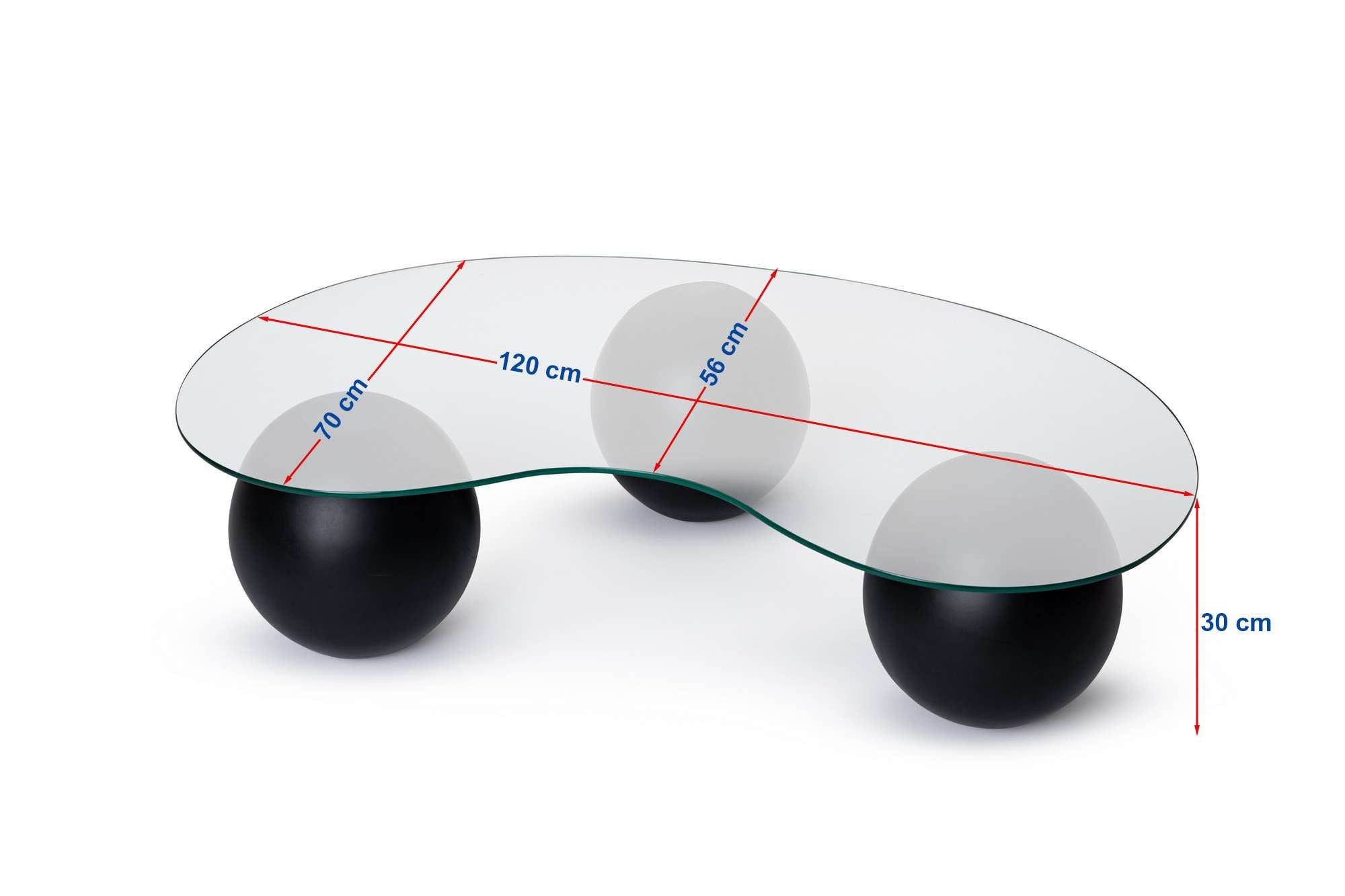 Table basse Belaro - avec plateau en verre courbé