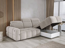 Designer-Ecksofa Arosa mat elektrescher Schloffunktioun am Bouclé
