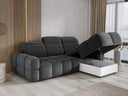 Designer-Ecksofa Arosa mat elektrescher Schloffunktioun am Bouclé