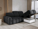 Designer-Ecksofa Arosa mat elektrescher Schloffunktioun am Bouclé