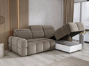 Designer-Ecksofa Arosa mat elektrescher Schloffunktioun am Bouclé